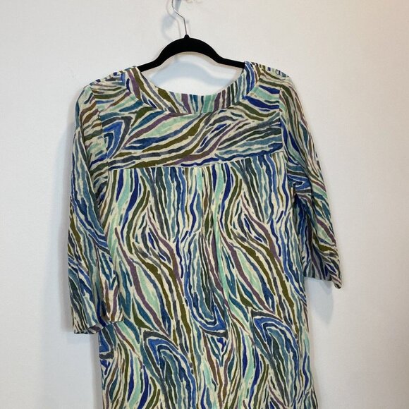 Soft Surroundings Multicolor Wave Pattern Long Sleeve Dress - Picture 8 of 11